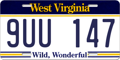 WV license plate 9UU147