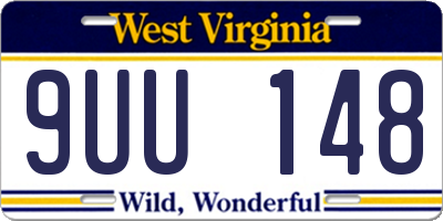 WV license plate 9UU148