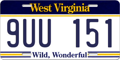 WV license plate 9UU151