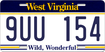 WV license plate 9UU154