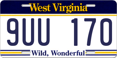 WV license plate 9UU170