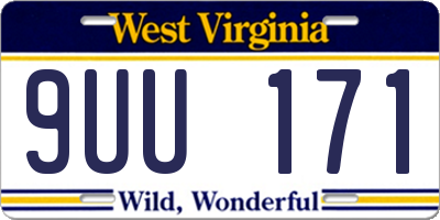 WV license plate 9UU171