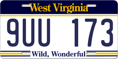 WV license plate 9UU173