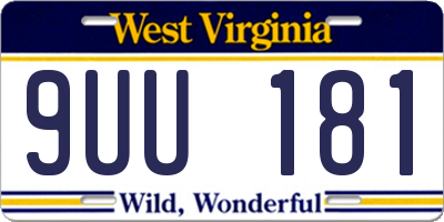 WV license plate 9UU181