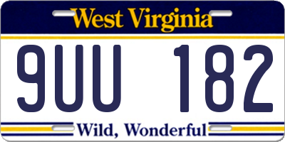 WV license plate 9UU182