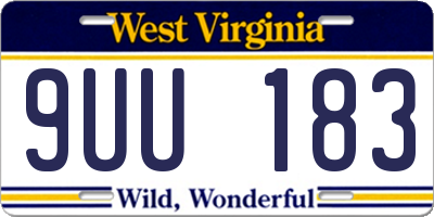 WV license plate 9UU183