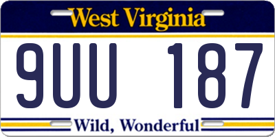 WV license plate 9UU187