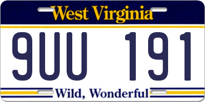 WV license plate 9UU191