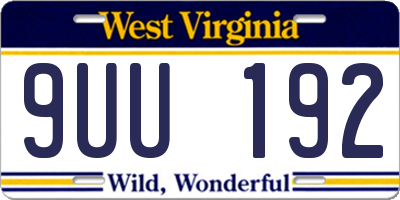 WV license plate 9UU192