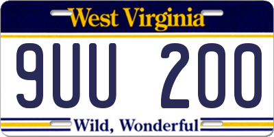WV license plate 9UU200