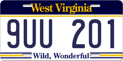 WV license plate 9UU201
