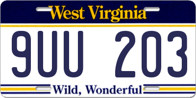 WV license plate 9UU203