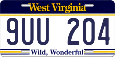 WV license plate 9UU204