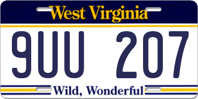 WV license plate 9UU207