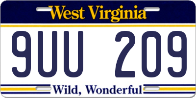 WV license plate 9UU209