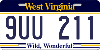 WV license plate 9UU211