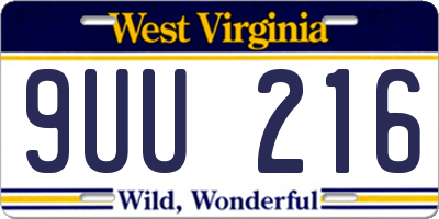 WV license plate 9UU216