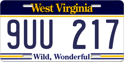 WV license plate 9UU217