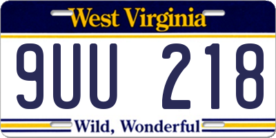 WV license plate 9UU218
