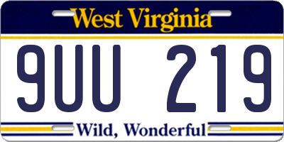 WV license plate 9UU219