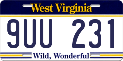 WV license plate 9UU231