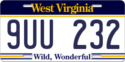 WV license plate 9UU232