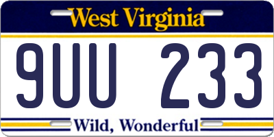 WV license plate 9UU233