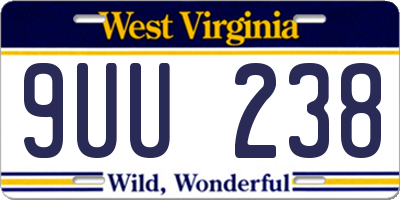 WV license plate 9UU238