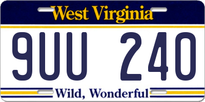 WV license plate 9UU240