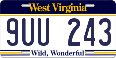 WV license plate 9UU243