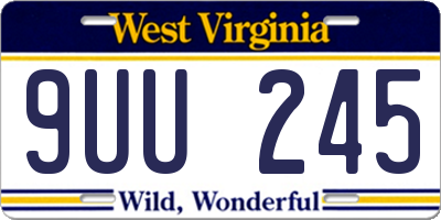 WV license plate 9UU245