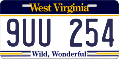WV license plate 9UU254