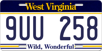 WV license plate 9UU258