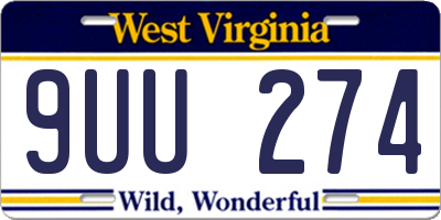 WV license plate 9UU274
