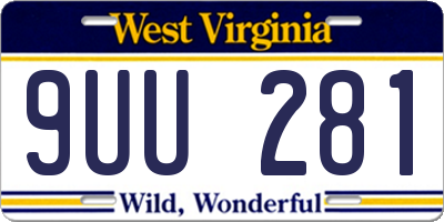 WV license plate 9UU281