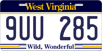 WV license plate 9UU285