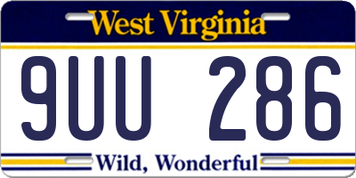 WV license plate 9UU286
