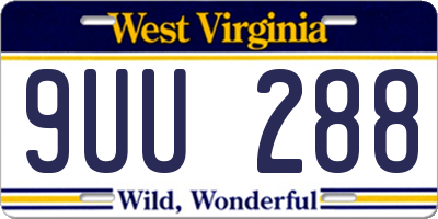 WV license plate 9UU288