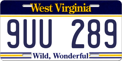 WV license plate 9UU289