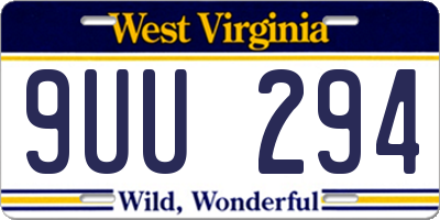 WV license plate 9UU294