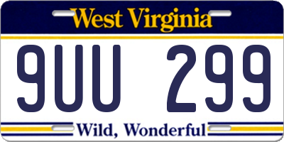 WV license plate 9UU299