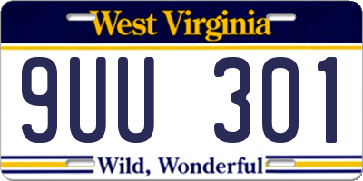 WV license plate 9UU301