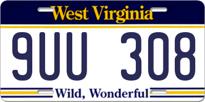 WV license plate 9UU308