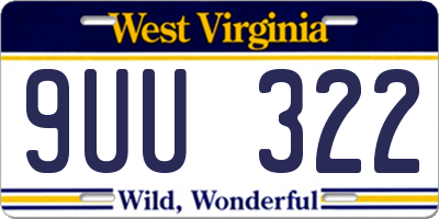 WV license plate 9UU322