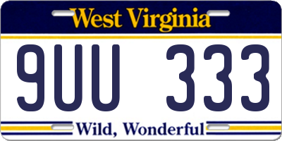 WV license plate 9UU333