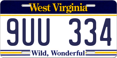 WV license plate 9UU334