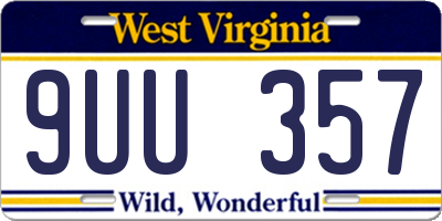 WV license plate 9UU357