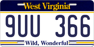 WV license plate 9UU366