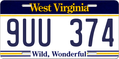 WV license plate 9UU374