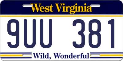 WV license plate 9UU381